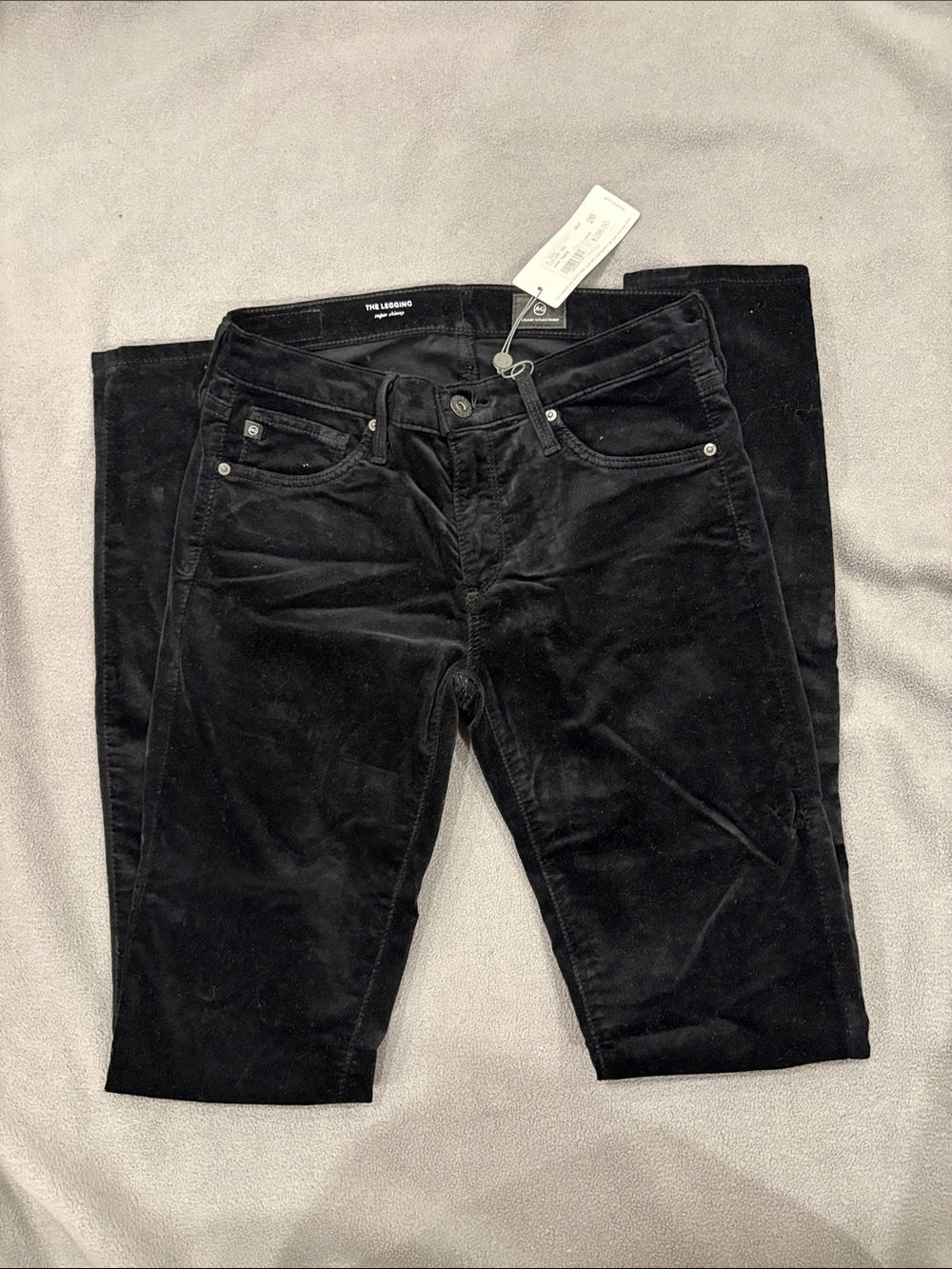Ag Adriano Goldschmied Slim Straight Black Velvet Jeans